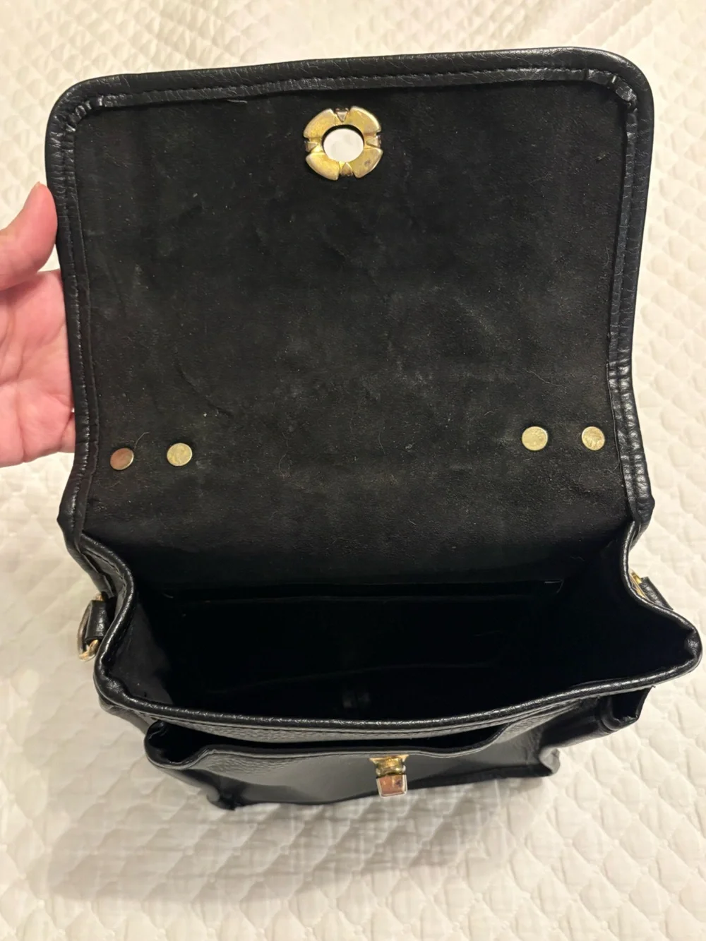 Vintage Coach Black Leather Top-Handle Handbag